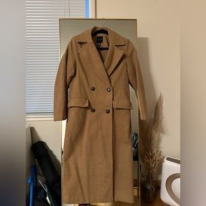 Long Double-breasted Camel Coat